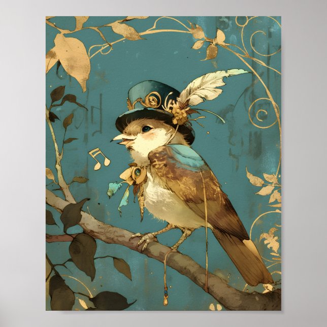 Den blåa sångfågeln | Design för barnkammarens väg Poster (Framsidan)