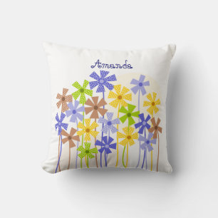Den blåblå gulten brun bläckblomma teckning namn kudde