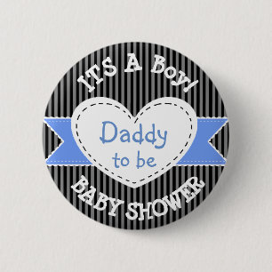 Den blått görade randig baby shower knäppas pap knapp