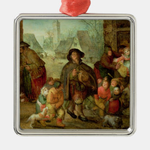 Den blinda Hurdy Gurdy spelare Julgransprydnad Metall