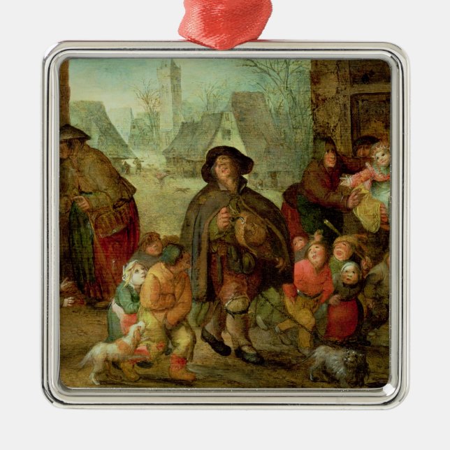 Den blinda Hurdy Gurdy spelare Julgransprydnad Metall (Framsidan)