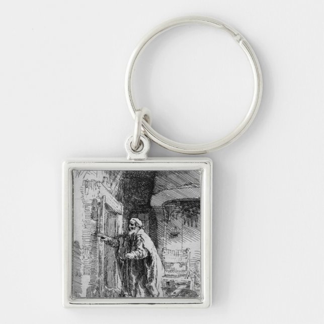 Den blinda Tobiten, 1651 Fyrkantig Silverfärgad Nyckelring (Framsidan)