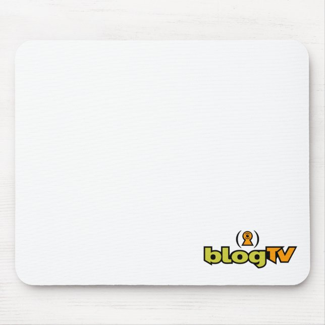Den BlogTV musen vadderar (vit) Musmatta (Framsidan)