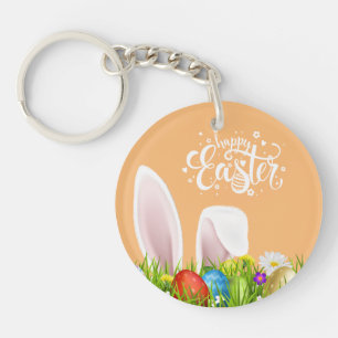 Den blom- kaninen gå i ax glad påsk Keychain