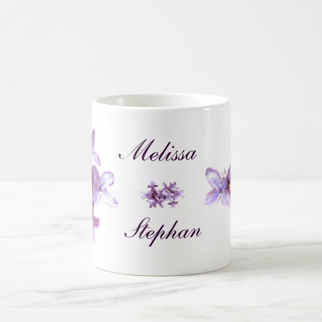 Den blom- lilan blommar bröllop kaffemugg (Center)