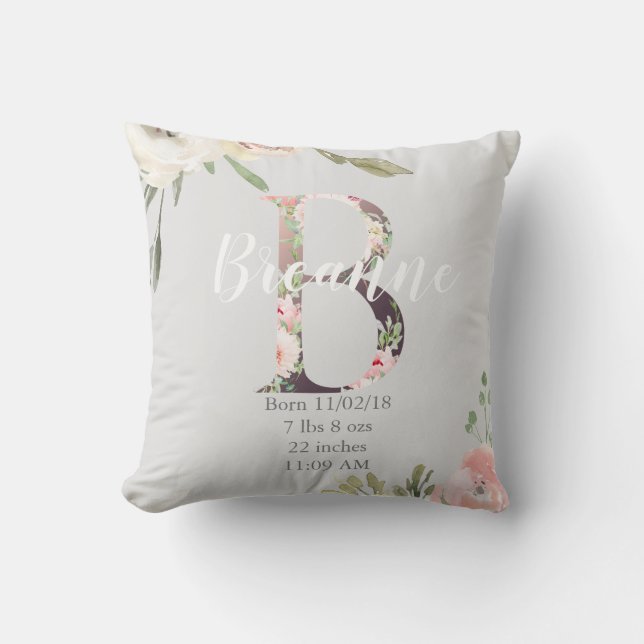 Den blom- Monogrambarnkammare kudder | brev B Kudde (Framsida)