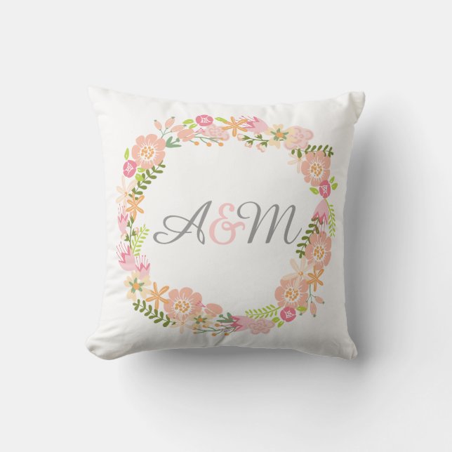 Den blom- monogramen kudder kudde (Framsida)