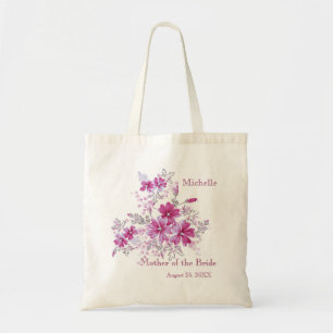 Den blom- rosa bröllopsfestbudens mamma hänger lös tygkasse