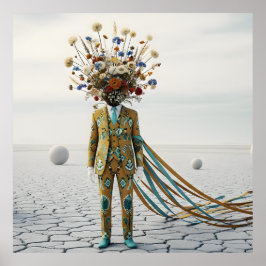 Den blommande hjärnan: Surreal blomökenodysé Poster