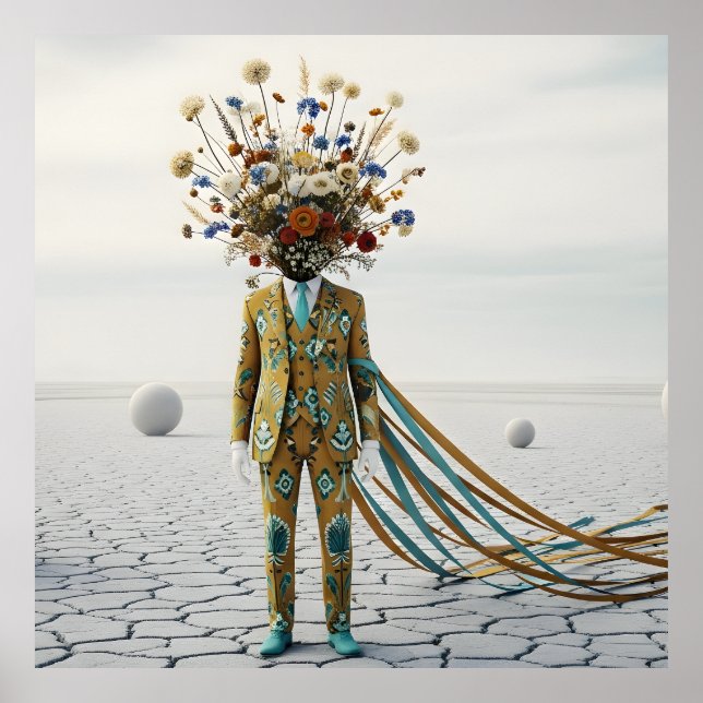 Den blommande hjärnan: Surreal blomökenodysé Poster (Framsidan)