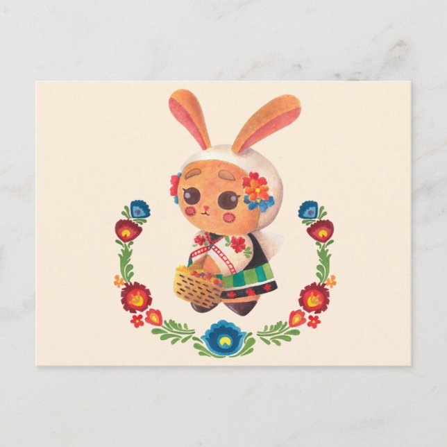 Den blommande polska Bunny Vykort (Framsida)