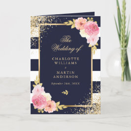 Den Blommigten för Rosa i Guld, marinblåvitlö, Br Program