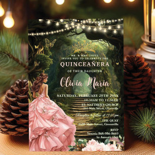 Den Blommigten Quinceañera Sweet 16 Inbjudningar