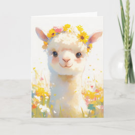 Den blomsterkrönta alpackan kort