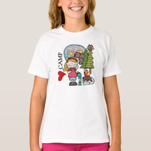 Den blonda flickan älskar jag lägret som campar t-shirt