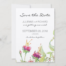 Den bohemiska Blommigten Modern Bröllop spara datu Inbjudningar