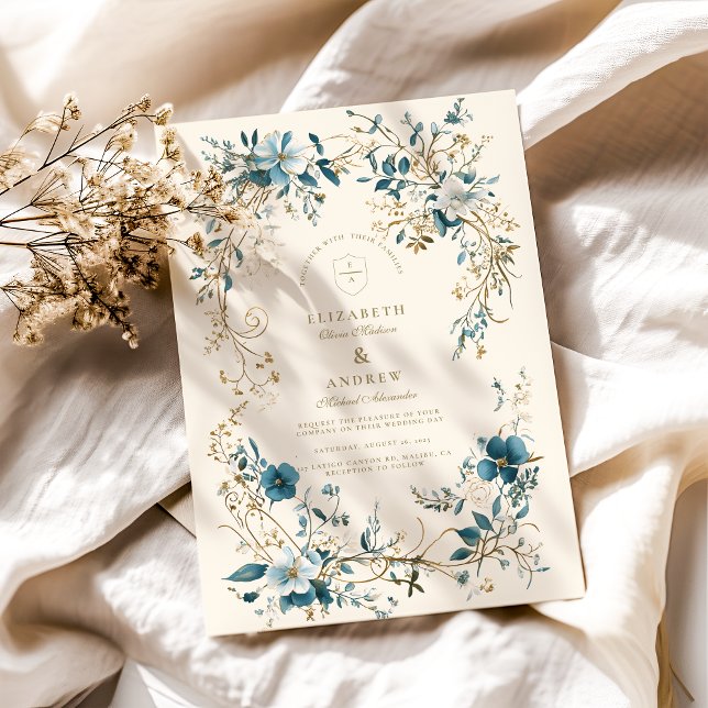 Den bohemiska Vintagens Blommigt Fern Bröllop Inbjudningar (Skapare uppladdad)