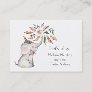 Den Boho vattenfärgelefanten blommar mamman att