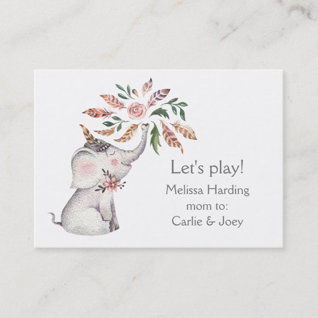 Den Boho vattenfärgelefanten blommar mamman att (Framsida)