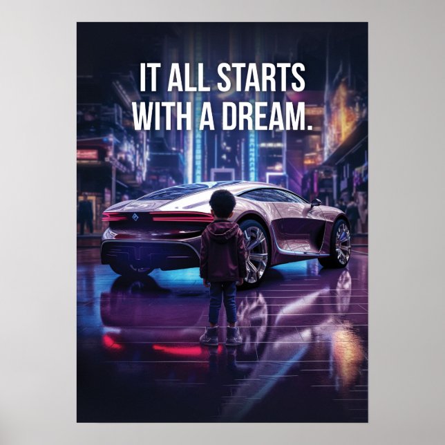 Den börjar med en drömmardröm, superbilsrörelse poster (Framsidan)
