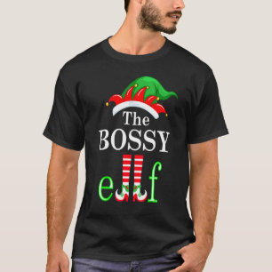 Den Bossiga Älffamiljen Matchande Grupp Jul Paja T Shirt