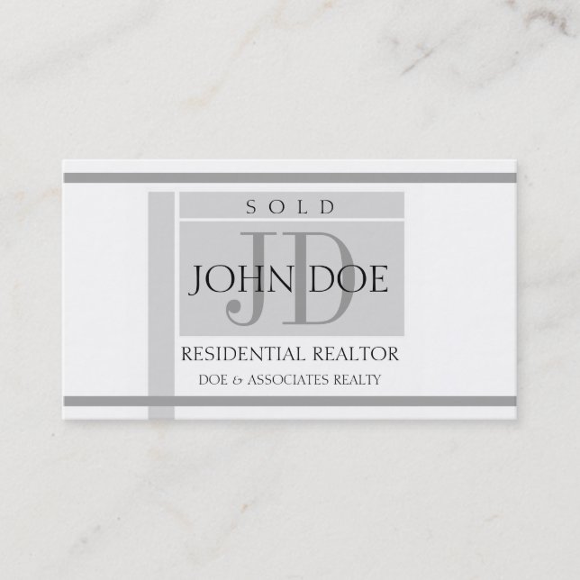 Den bostads- fastighetsmäklare undertecknar randar visitkort (Framsida)