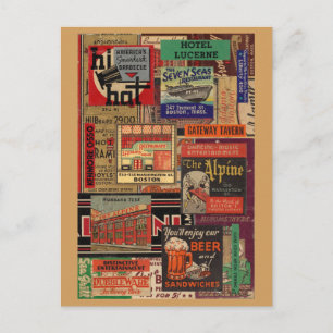 Den Boston matchbooken täcker collage Vykort