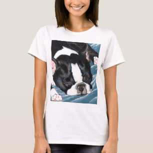 Den Boston terrieren ta sig en tupplur T-shirt