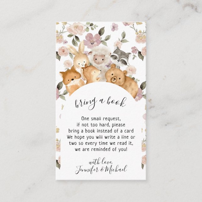 Den botaniska blomman Baby djur tar med sig en Bok Tilläggskort (Framsida)