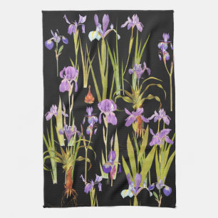 Den botaniska irisen blommar blom- Irises Kökshandduk