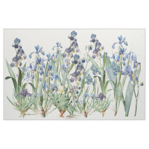 Den botaniska irisen blommar blom- Redoute tyg