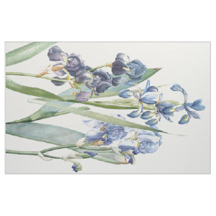 Den botaniska irisen blommar blom- Redoute tyg