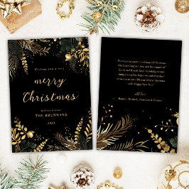 Den botaniska svarta Guld Modern Elegant Julkort