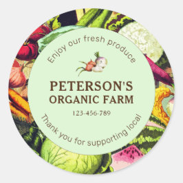 Den botaniska Vintagen Vegetables Lokal Farmer-eti Runt Klistermärke