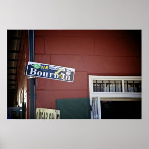 Den Bourbon gatan, gata undertecknar, New Orleans Poster