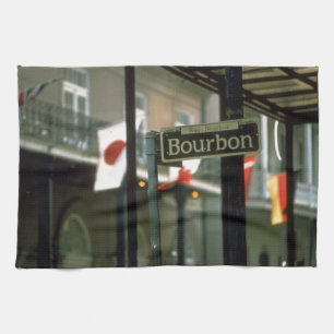 Den Bourbon gatan undertecknar i New Orleans Kökshandduk