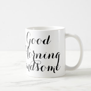 Den bra morgonen som är stilig i svart/vit, kaffemugg