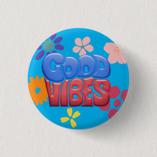 Den bra vibesen bubblar brev & Hippyblommor Knapp