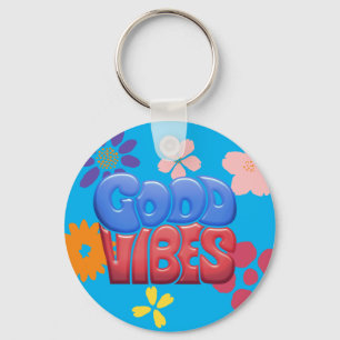 Den bra vibesen bubblar brev & Hippyblommor Nyckelring