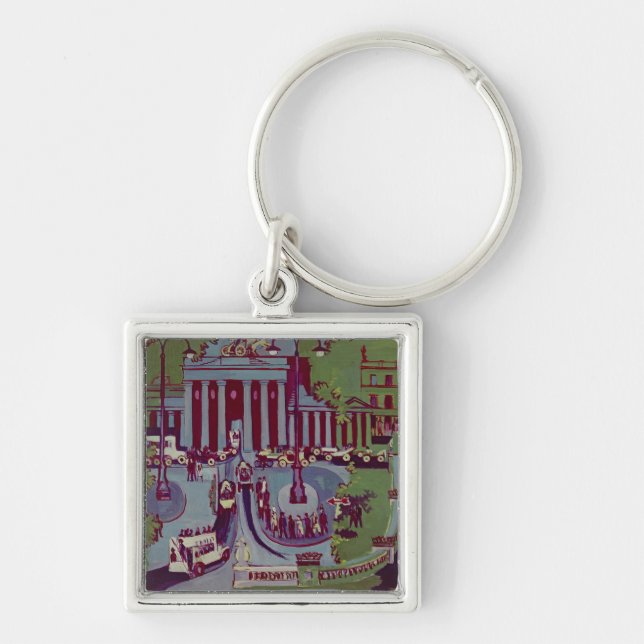 Den Brandenburg grinden, Berlin, 1929 Fyrkantig Silverfärgad Nyckelring (Framsidan)