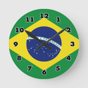 Den brasilianska flagga av Brasilien den Rund Klocka