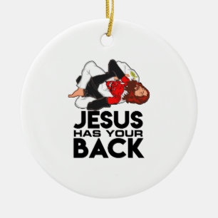 Den brasilianska Jiu Jitsu Christian Jesus har ryg Julgransprydnad Keramik