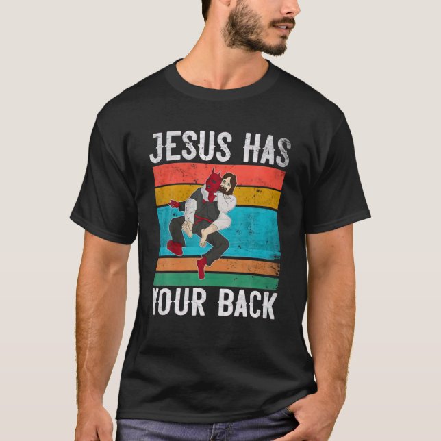 Den brasilianska Jiu Jitsu Jesus har ryggen T Shirt (Framsida)