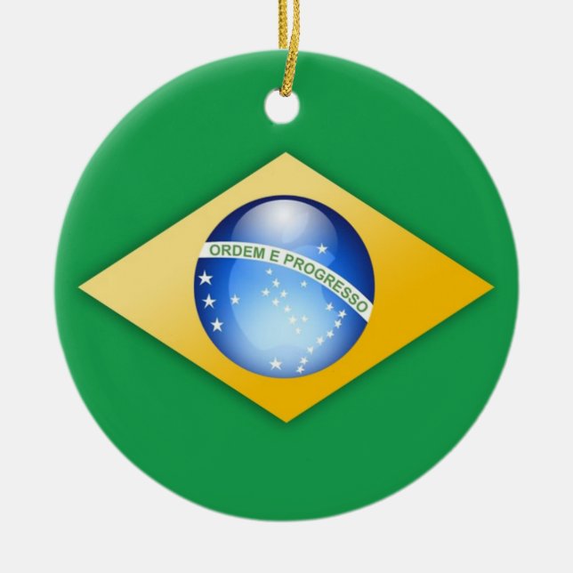 Den Brasilien flagga cirklar prydnaden Julgransprydnad Keramik (Framsidan)