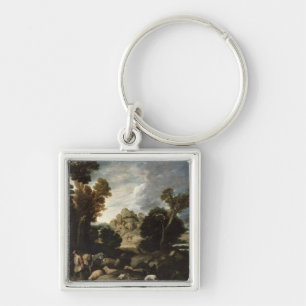 Den brinna Bush, c.1635 Fyrkantig Silverfärgad Nyckelring