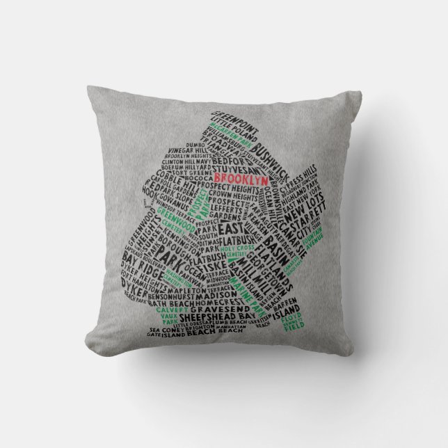 Den Brooklyn NYC typografikartan dämpar Kudde (Framsida)