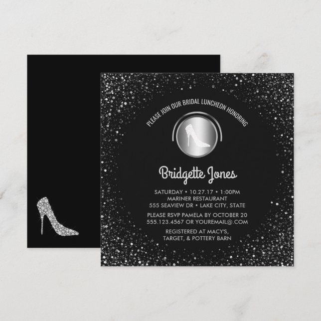 Den brud- Luncheonkickhälet skor den chic möhippan Inbjudningar (Fram/baksida)