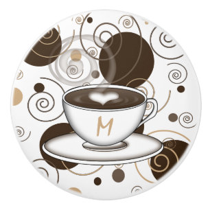 Den bruna polka dots och virvlar runt kaffemönste knopp