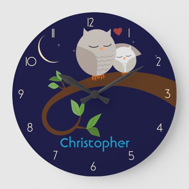 Den bruna ugglapersonligväggen tar tid på stor klocka (Framsida)