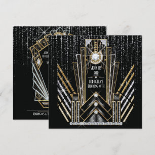 Den brusande Gatsby Art Deco Bling-festlig inbjuda Inbjudningar